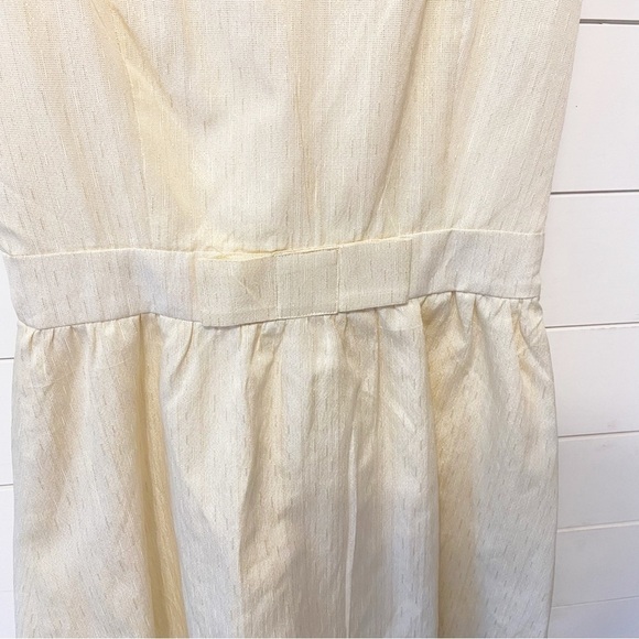 NWTs Francesca’s | Ivory/Gold Sparkle Fit and Flare Mini Dress with bow Medium - Picture 8 of 10